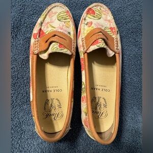 Cole Haan Pinch Weekender Canvas Loafers with Watermelon print and leather trim